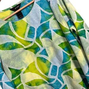 Ali Miles Women's M Tunic Top Art to Wear Tie Dye Textured Asymmetrical Stretch